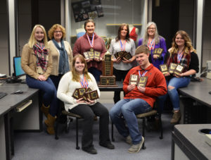 BPA Students spring 2018 PHOTO CAPTION: Top Row (left to right):  Alexandra Larsen, Janet Siert, Madison Dennis, Kristina Dempster, Merna Bonin and Noelle Hines. Front Row (left to right): Christina Clarke and Colton Kurkov.  (Not Pictured: Wanda Dague) 